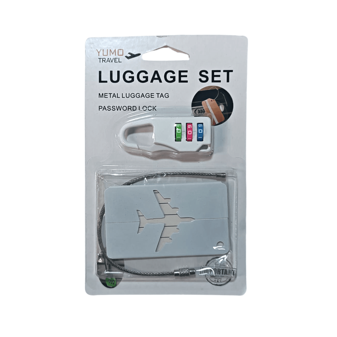 Set Tag Identificador de Equipaje con Candado