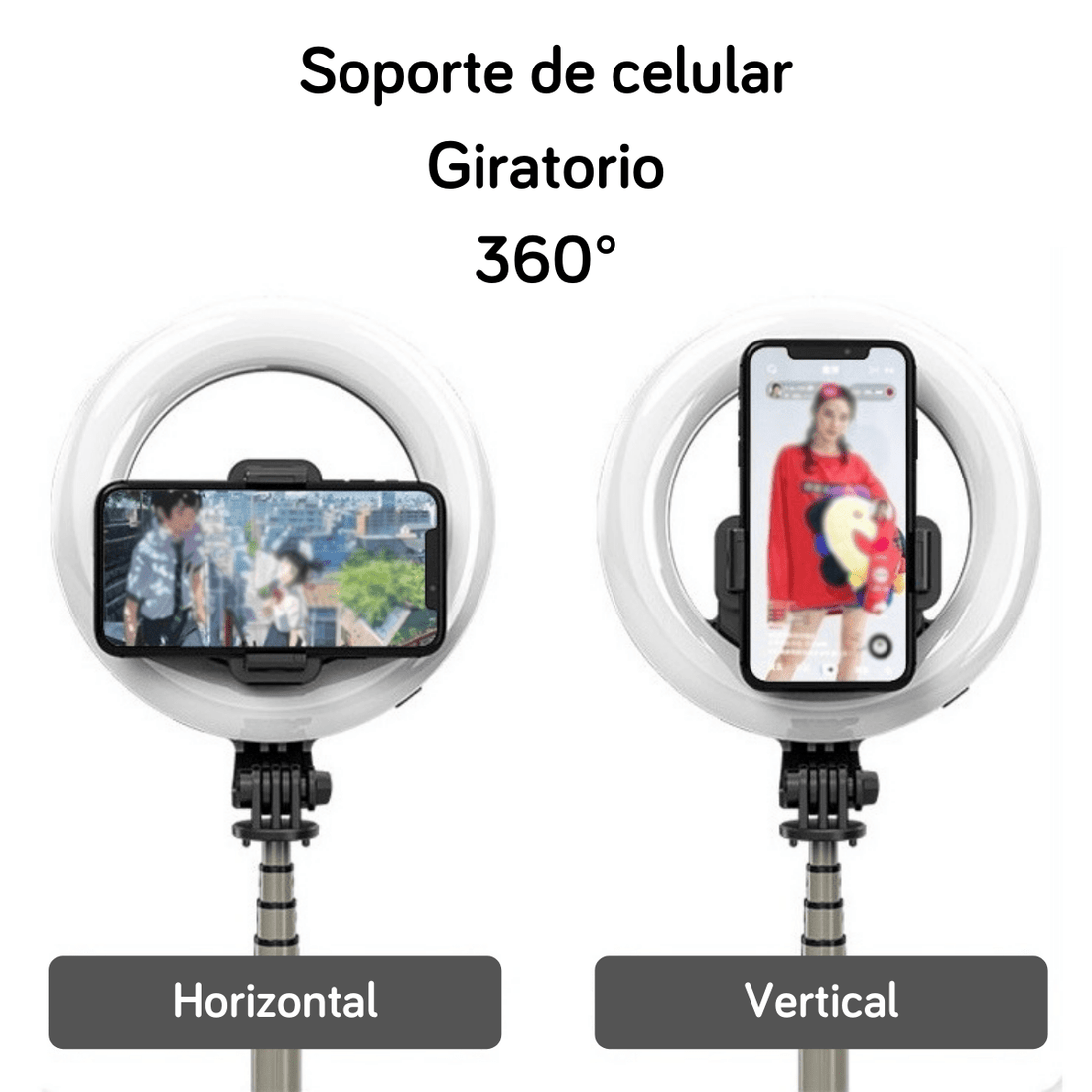 Trípode y Palo Selfie con Aro LED a Batería + Control Remoto Bluetooth