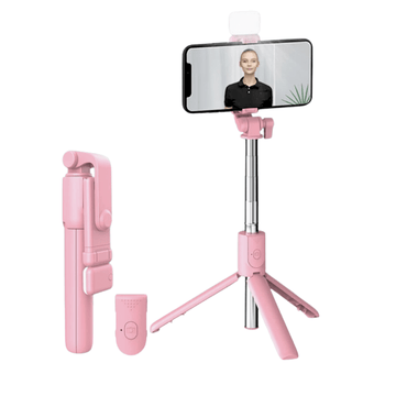 Trípode y Palo Selfie con Control y Luz Led