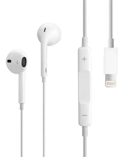 Auriculares blancos para iphone lightning en una caja para guardarlos