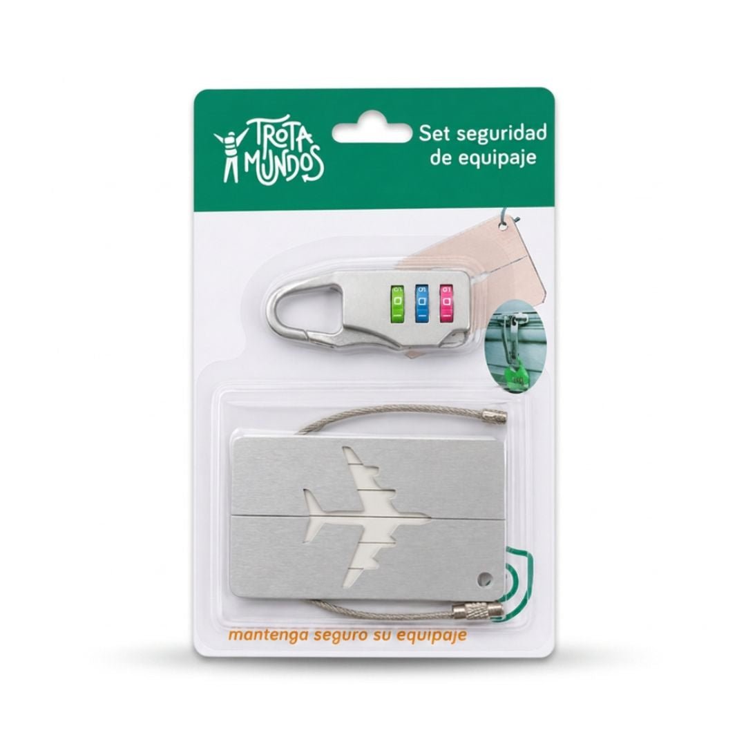 Set Tag Identificador de Equipaje con Candado