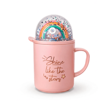 Taza Cerámica con tapa de Arcoíris