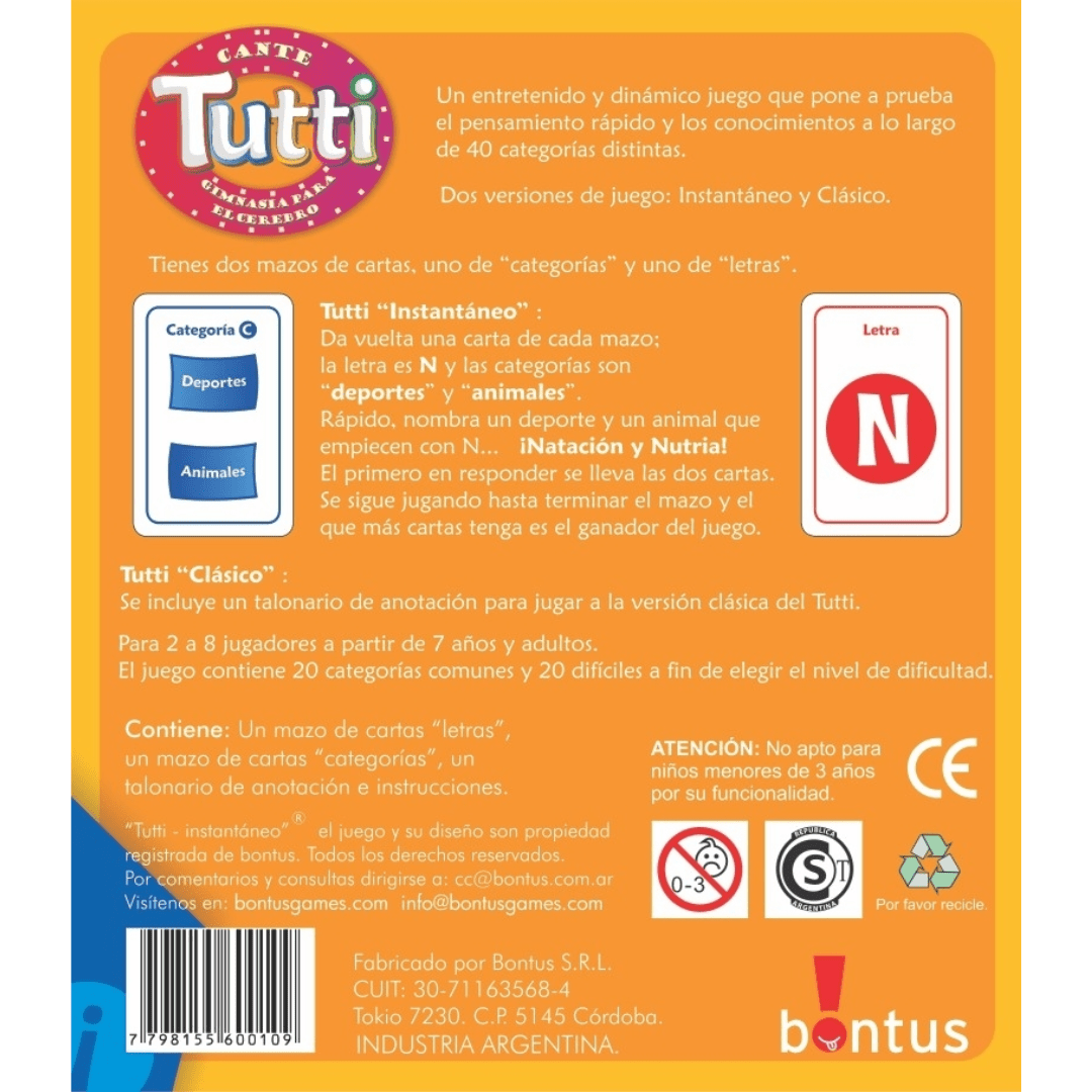 Tutti Juego Bontus +7 años