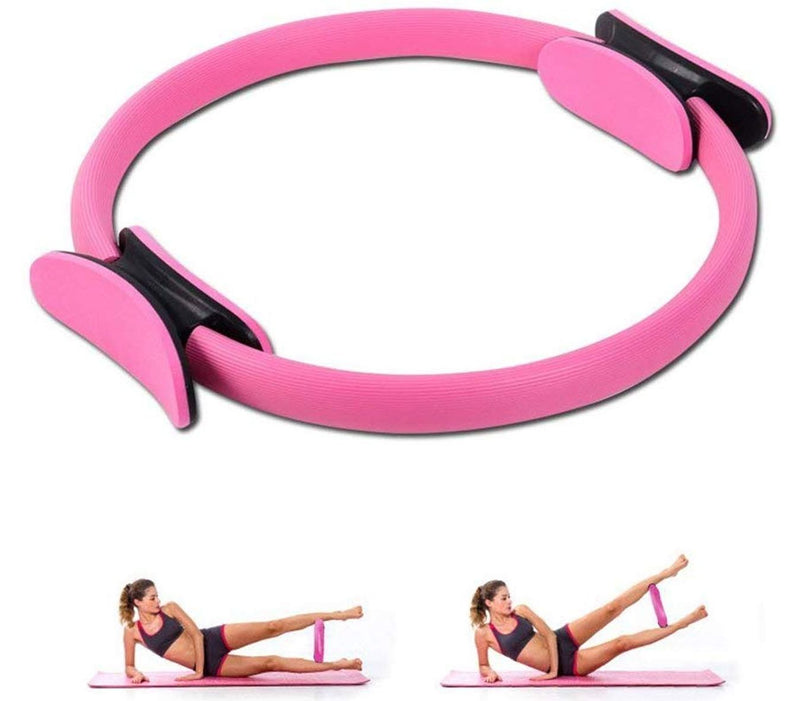 aro para pilates en color rosa, imagen con referencia de uso